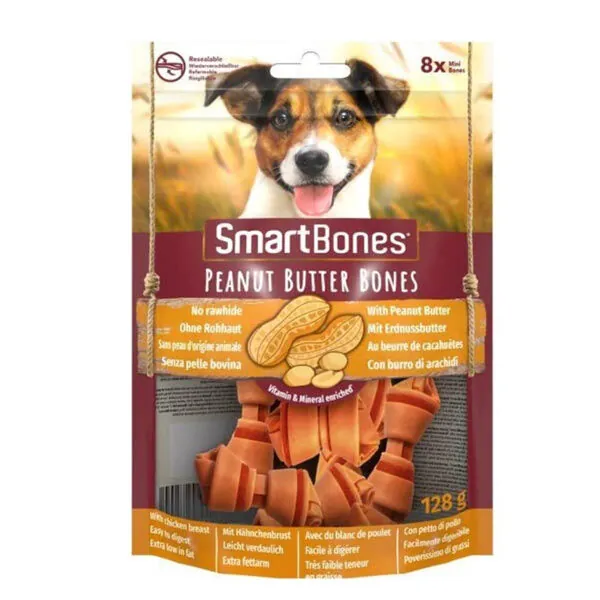 SmartBones Tavuklu ve Fıstık Ezmeli Mini Köpek Ödül Kemiği 8 Adet 128 Gr - 1