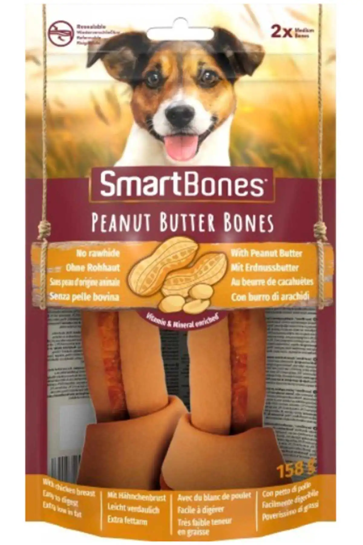 SmartBones Tavuklu ve Yerfıstıklı Medium 2'li Köpek Ödülü 158 Gr