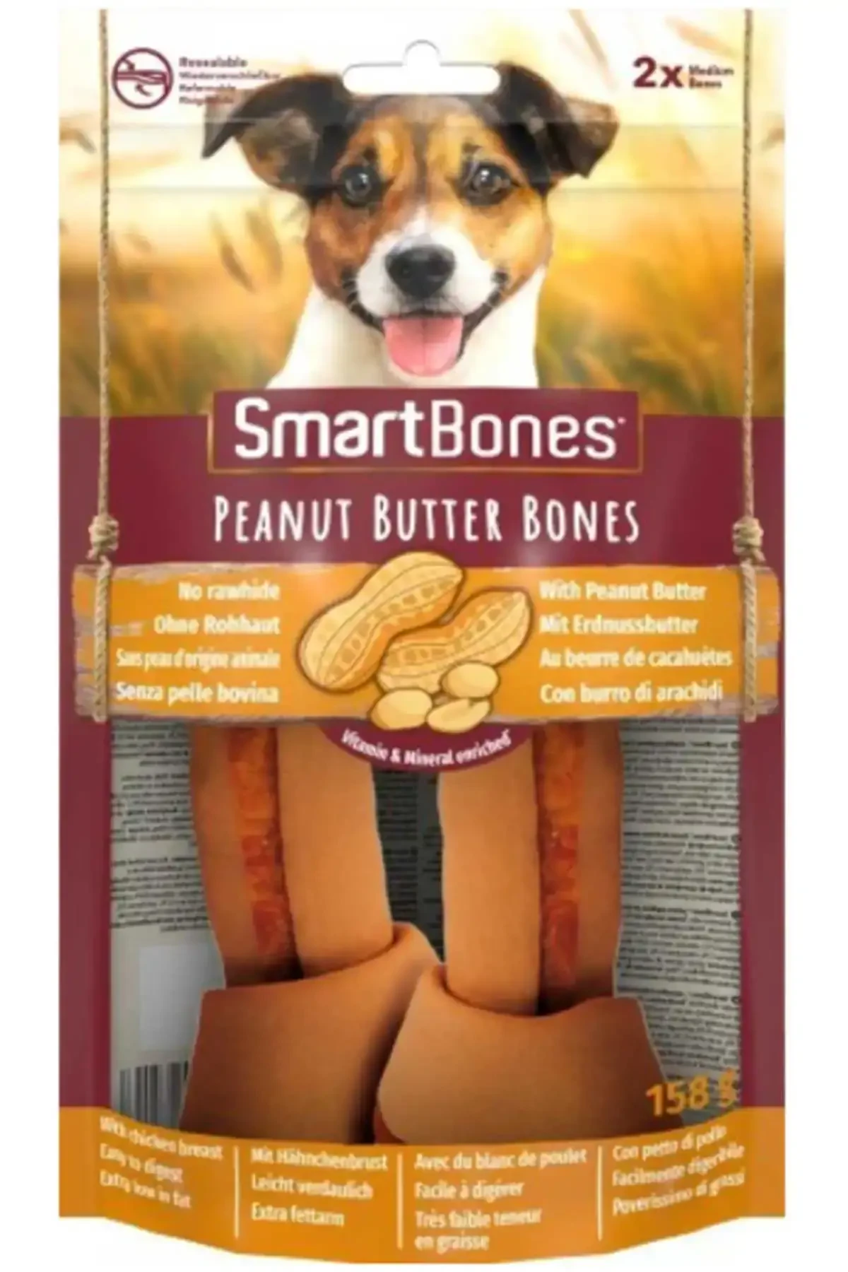 SmartBones Tavuklu ve Yerfıstıklı Medium 2'li Köpek Ödülü 158 Gr - 1
