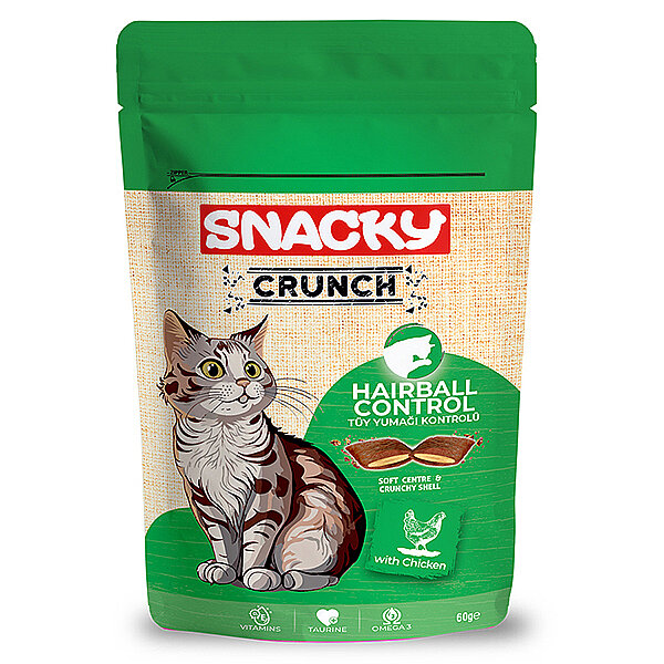 Snacky Crunch Hairball Tüy Yumağı Kontrolü Tavuklu Kedi Ödülü 60 g - 1