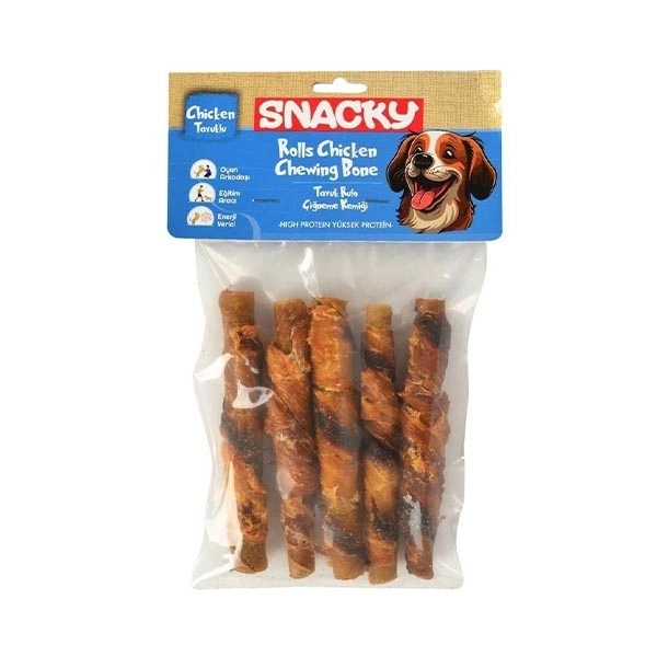 Snacky Füme Tavuk Rulo Köpek Ödül 5'li 7,5cm 100gr - 1