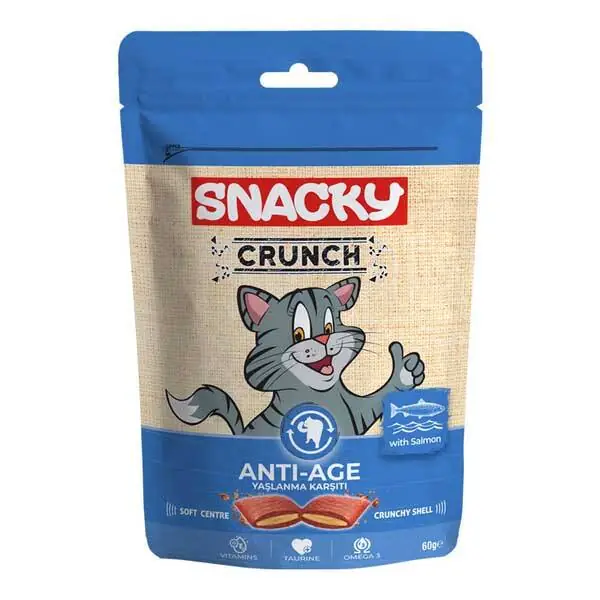 Snacky Kedi Crunch Ödül Anti-Age Somonlu 60 gr - 1