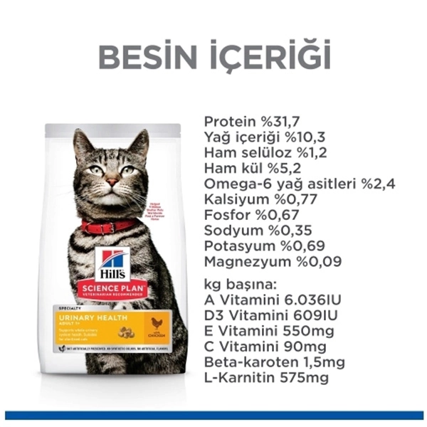 Hill's Science Plan Urinary İdrar Yolu Destekleyici Tavuklu Yetişkin Kedi Maması 1.5 kg - 8