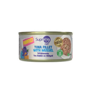 Supreme Cat Tiftiklenmiş Ton Balıklı ve Midyeli Yetişkin Kedi Konservesi 70gr