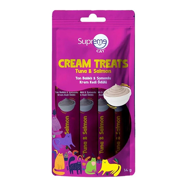 Supreme Cat Ton Balıklı & Somonlu Sıvı Kedi Ödül Maması 4x14 gr - 1