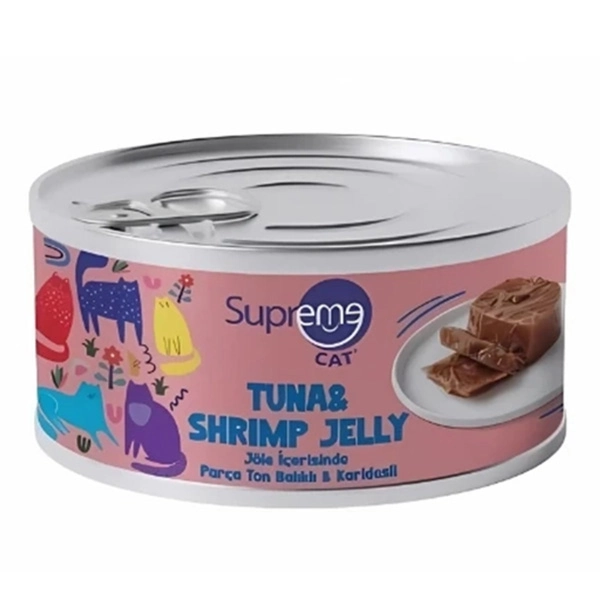 Supreme Cat Ton Balıklı Ve Karidesli Jöle İçerisinde Yetişkin Konserve Kedi Maması 85 Gr  - 2