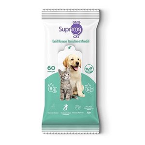 Supreme Yeşil Çaylı Kedi ve Köpek Temizleme Mendili 60 Adet – pH Dengeleyici, Hassas Ciltler İçin Uygun