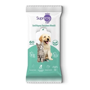 Supreme Yeşil Çaylı Kedi ve Köpek Temizleme Mendili 60 Adet – pH Dengeleyici, Hassas Ciltler İçin Uygun - 2