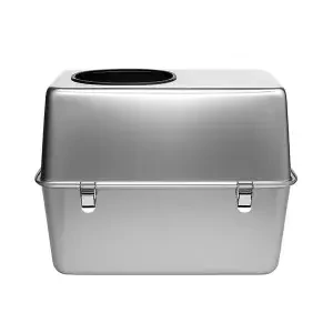 Tigres CleanSteel Premium Paslanmaz Çelik Üstten Girişli Kedi Tuvalet Kabı – 60 cm, Hijyenik & Lüks Tasarım - 12