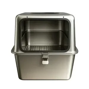 Tigres CleanSteel Premium Paslanmaz Çelik Üstten Girişli Kedi Tuvalet Kabı – 60 cm, Hijyenik & Lüks Tasarım - 9