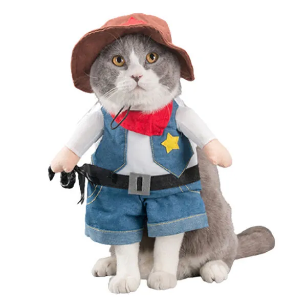 Tigres Jesty Eğlenceli Kovboy Şeklinde Kedi Kıyafeti - 1
