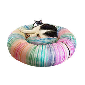 Tigres Puffy Gökkuşağı Kedi Simit Yatağı 60*60