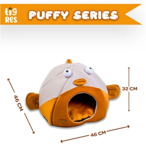 Tigres Puffy Balon Balığı Şeklinde Kedi ve Köpek Yatağı - 3