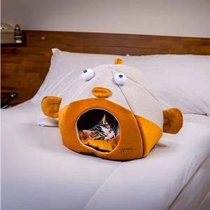 Tigres Puffy Balon Balığı Şeklinde Kedi ve Köpek Yatağı - 7