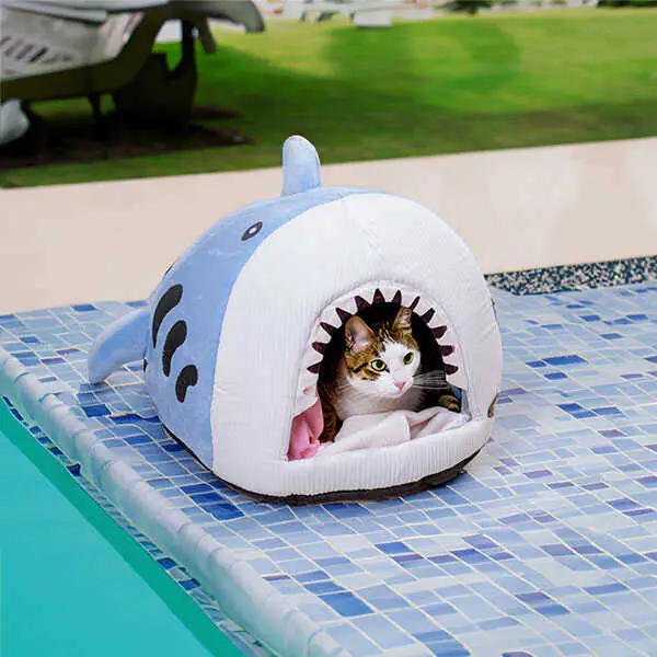 Tigres Puffy Köpek Balığı Şeklinde Kedi ve Köpek Yatağı - 8