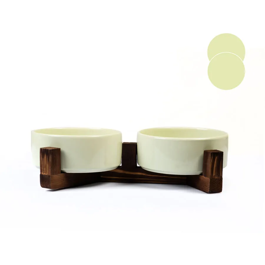 Tigres Stuff Boyun Destekleyici Seramik 2'li Mama Ve Su Kabı Fıstık Yeşili - 1