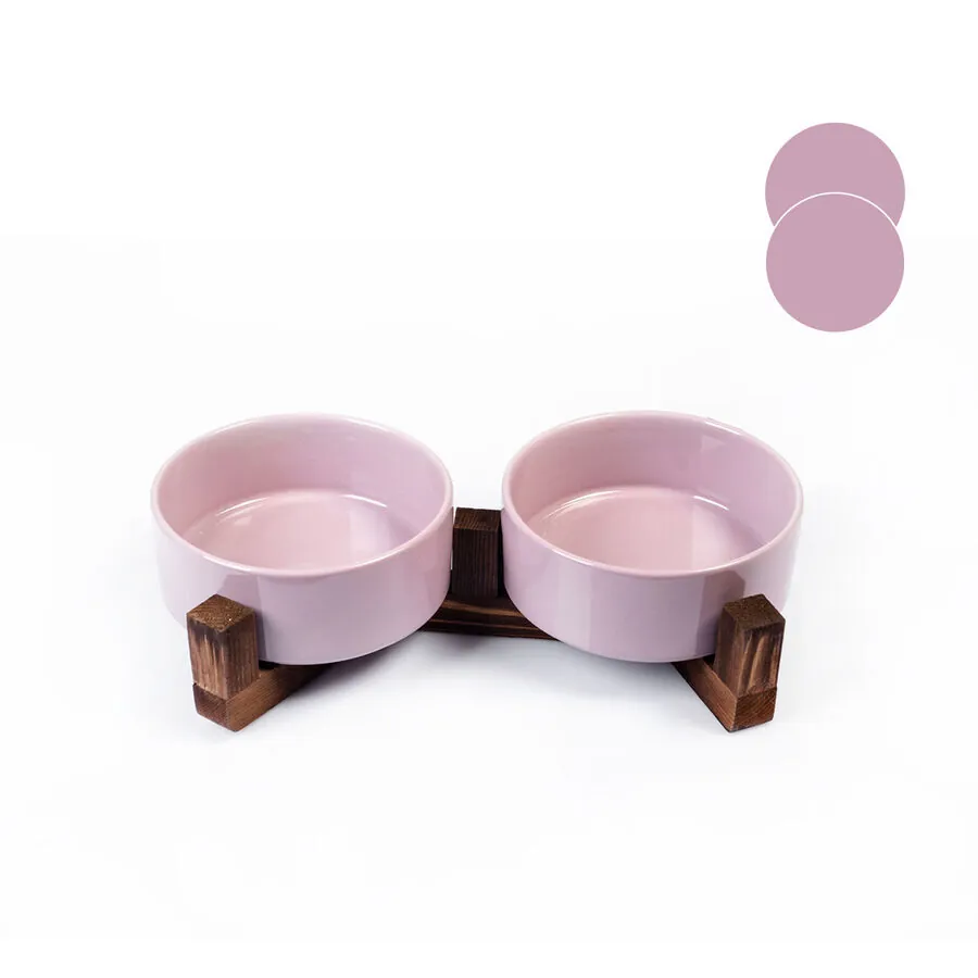 Tigres Stuff Boyun Destekleyici Seramik 2'li Mama Ve Su Kabı Mor - 1