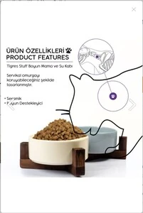 Tigres Stuff Boyun Destekleyici Seramik 2'li Mama Ve Su Kabı Mor-Fıstık Yeşili - 2