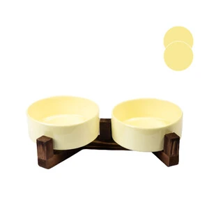 Tigres Stuff Boyun Destekleyici Seramik 2'li Mama Ve Su Kabı Sarı