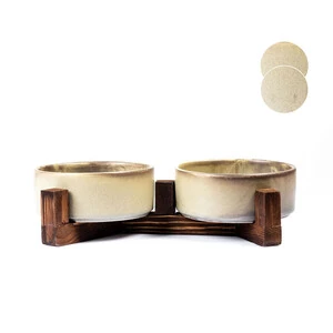 Tigres Stuff Boyun Destekleyici Seramik 2'li Mama Ve Su Kabı Zeytin Yeşili