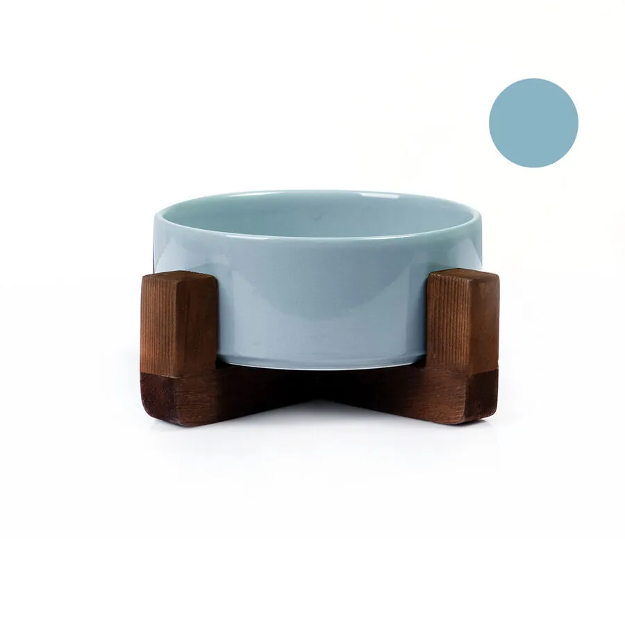 Tigres Stuff Boyun Destekleyici Seramik Mama ve Su Kabı Açık Mavi - 1