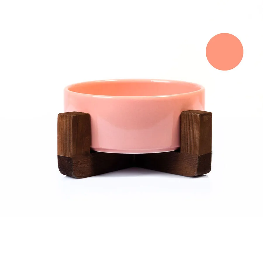 Tigres Stuff Boyun Destekleyici Seramik Mama ve Su Kabı Pembe - 1