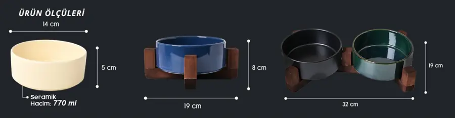 Tigres Stuff Boyun Destekleyici Seramik Mama ve Su Kabı Zeytin Yeşili - 2