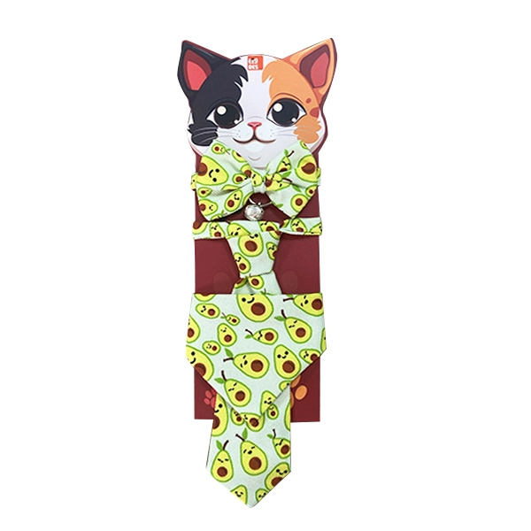 Tigres Team Avokado Desenli Papyon-Kravat-Fular Kedi Tasma Takımı - 2