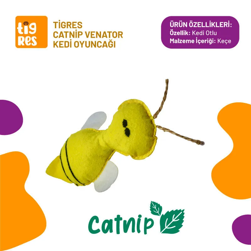 Tigres Venator Catnipli Arı Şeklinde Kedi Oyuncağı - 1
