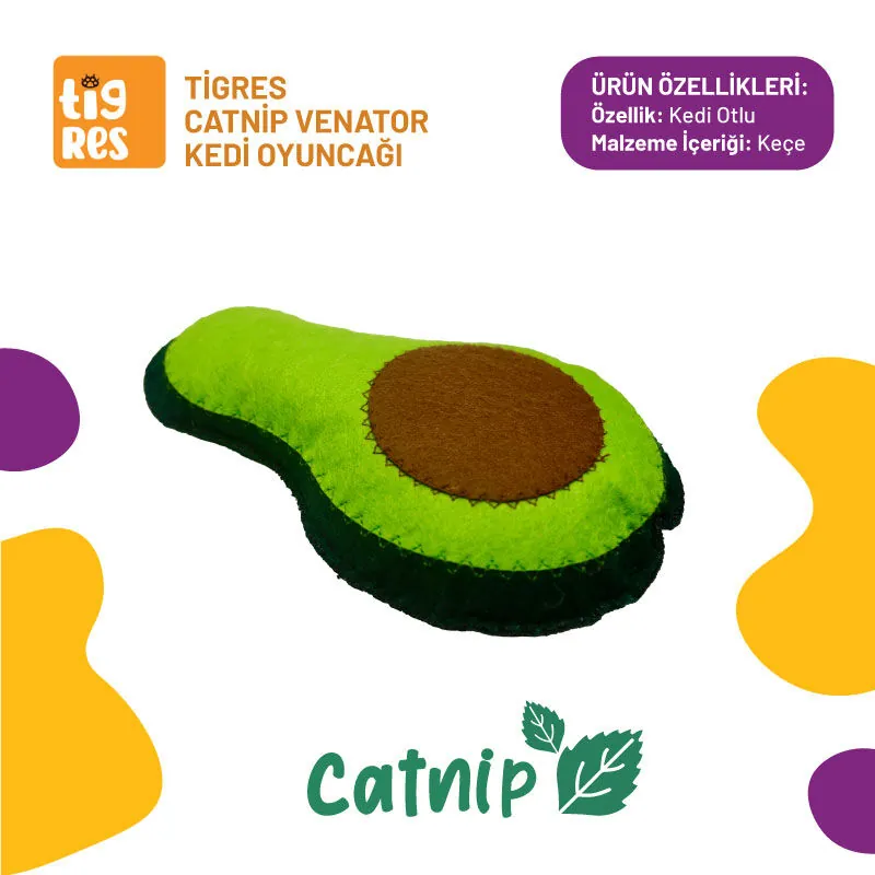 Tigres Venator Catnipli Avokado Şeklinde Kedi Oyuncağı - 1