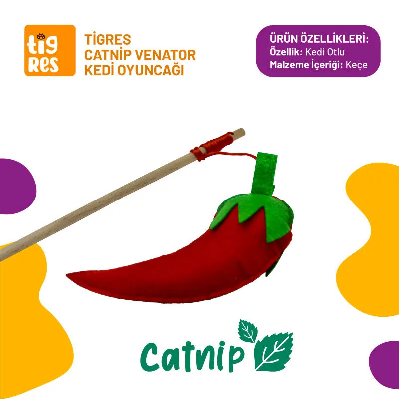Tigres Venator Catnipli Biber Şeklinde Kedi Oltası - 1