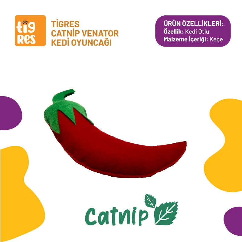 Tigres Venator Catnipli Biber Şeklinde Kedi Oyuncağı - 1