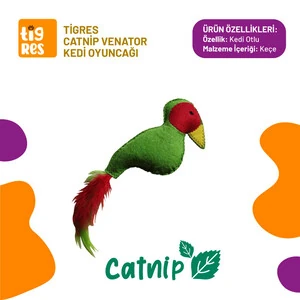 Tigres Venator Catnipli Cennet Papağanı Şeklinde Kedi Tüylü Oyuncağı