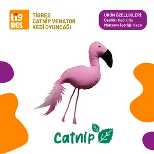 Tigres Venator Catnipli Flamingo Şeklinde Kedi Tüylü Oyuncağı