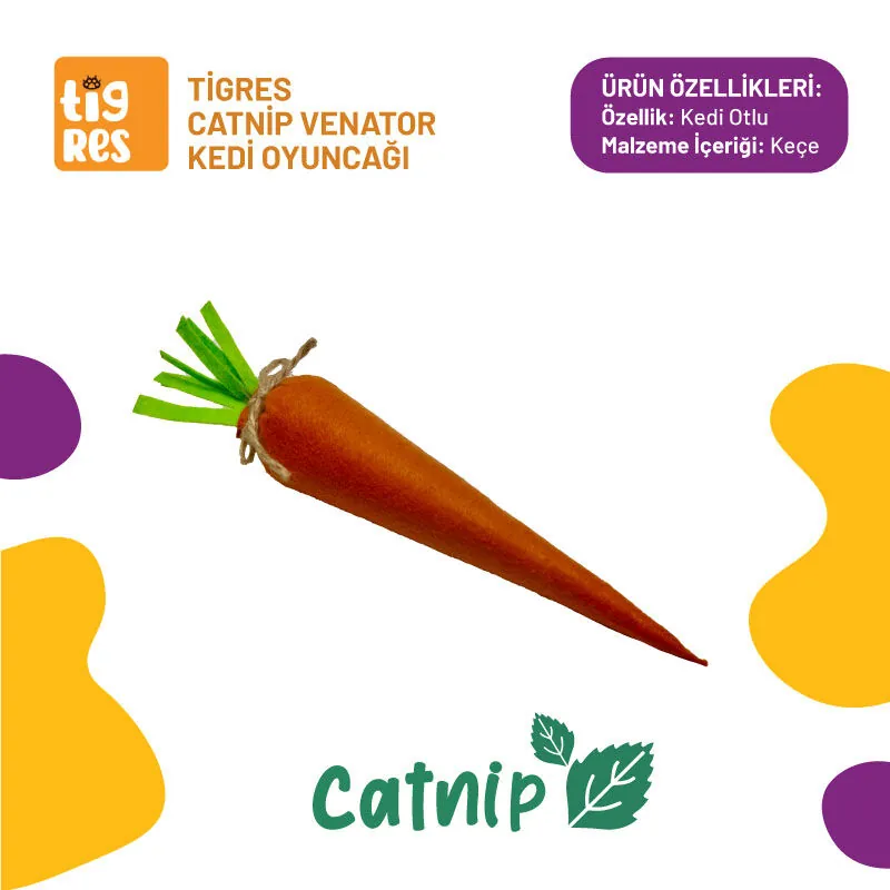 Tigres Venator Catnipli Havuç Şeklinde Kedi Oyuncağı - 1