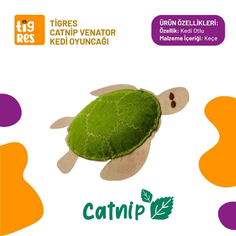 Tigres Venator Catnipli Kaplumbağa Şeklinde Kedi Oyuncağı - 1