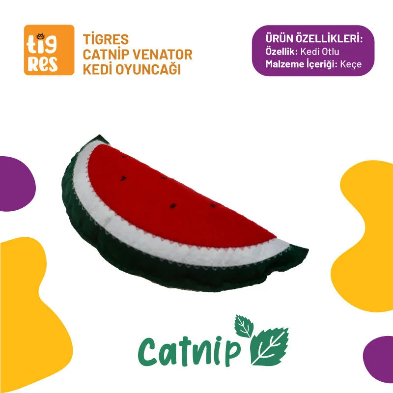 Tigres Venator Catnipli Karpuz Şeklinde Kedi Oyuncağı - 1