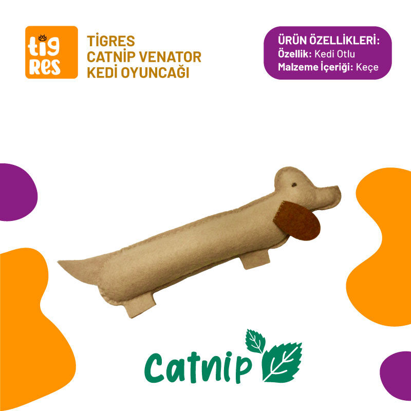 Tigres Venator Catnipli Köpek Şeklinde Kedi Oyuncağı - 1