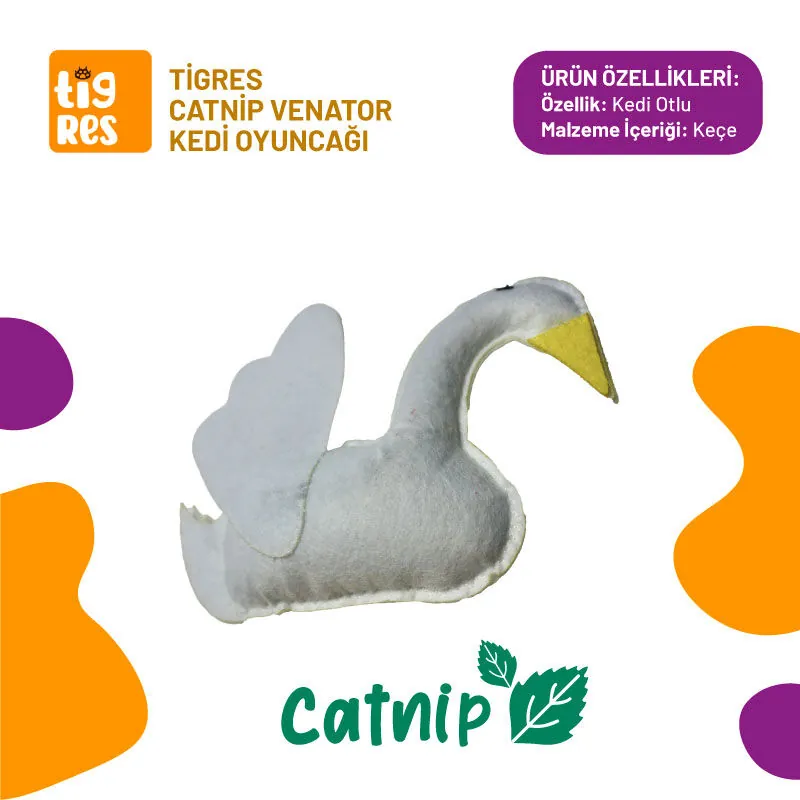 Tigres Venator Catnipli Kuğu Şeklinde Kedi Oyuncağı - 1