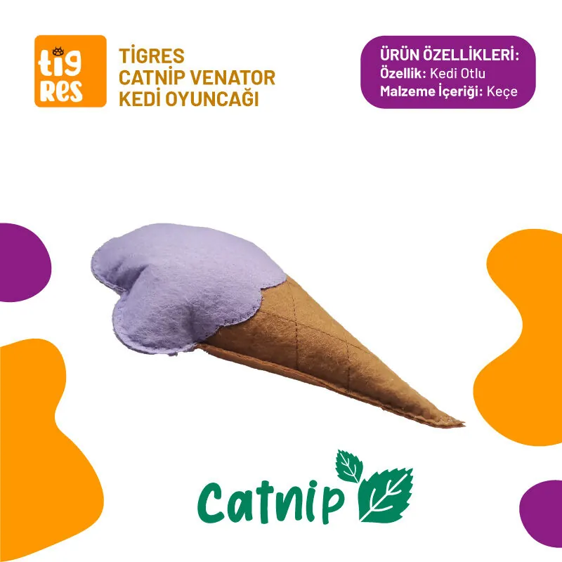 Tigres Venator Catnipli Lila Dondurma Şeklinde Kedi Oyuncağı - 1
