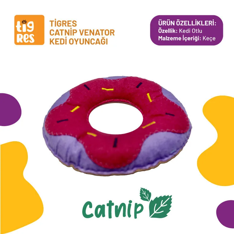 Tigres Venator Catnipli Lila Donut Şeklinde Kedi Oyuncağı - 1