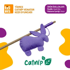 Tigres Venator Catnipli Lila Tavşan Şeklinde Kedi Oltası