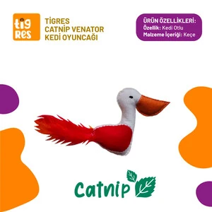 Tigres Venator Catnipli Pelikan Şeklinde Kedi Tüylü Oyuncağı