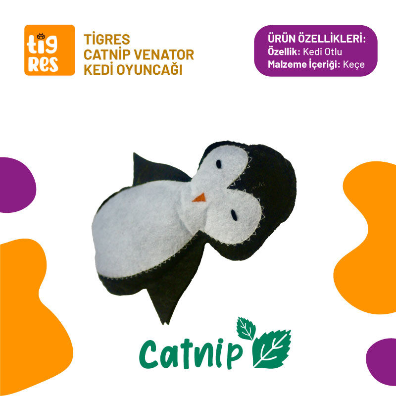 Tigres Venator Catnipli Penguen Şeklinde Kedi Oyuncağı - 1