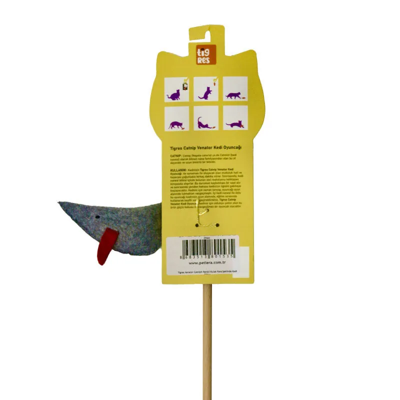 Tigres Venator Catnipli Renkli Kulak Fare Şeklinde Kedi Oltası - 4