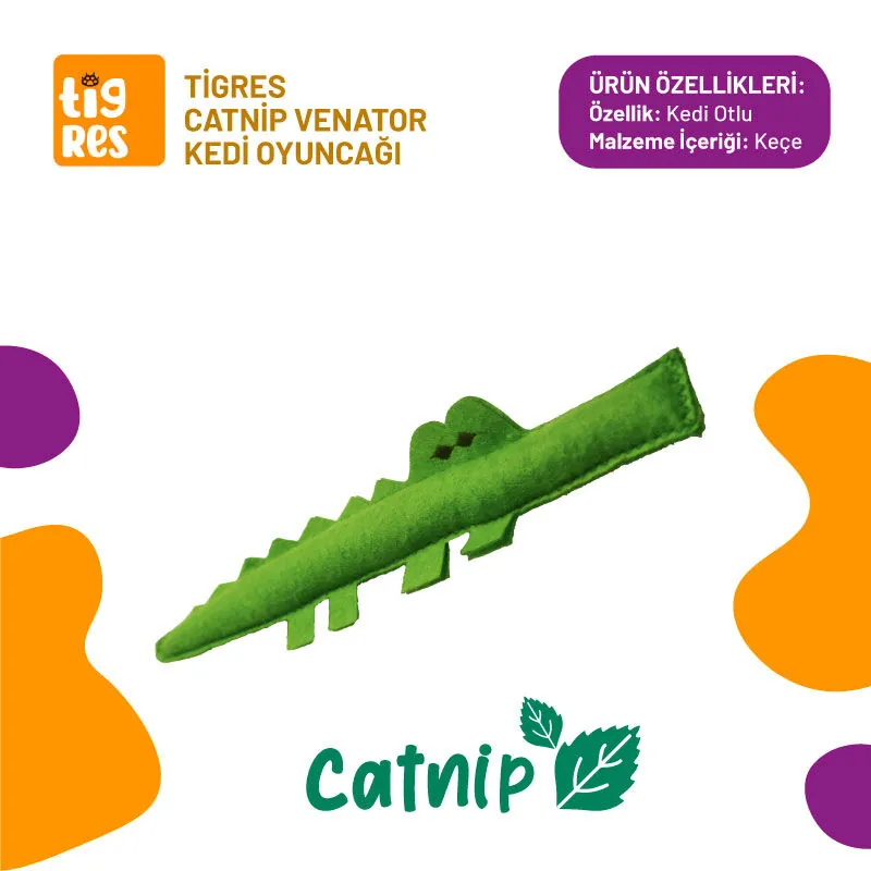 Tigres Venator Catnipli Timsah Şeklinde Kedi Oyuncağı - 1