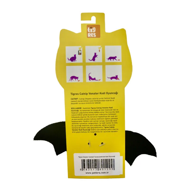 Tigres Venator Catnipli Yarasa Şeklinde Kedi Oyuncağı - 3