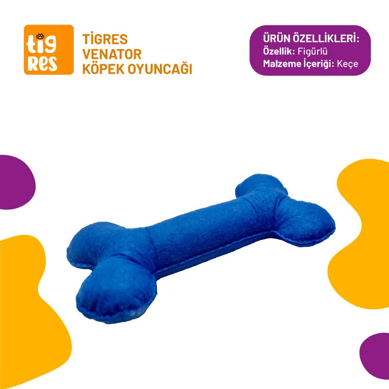 Tigres Venator Kemik Şeklinde Mavi Mini Köpek Oyuncağı - 1