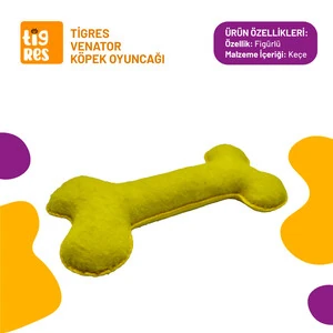 Tigres Venator Kemik Şeklinde Sarı Mini Köpek Oyuncağı
