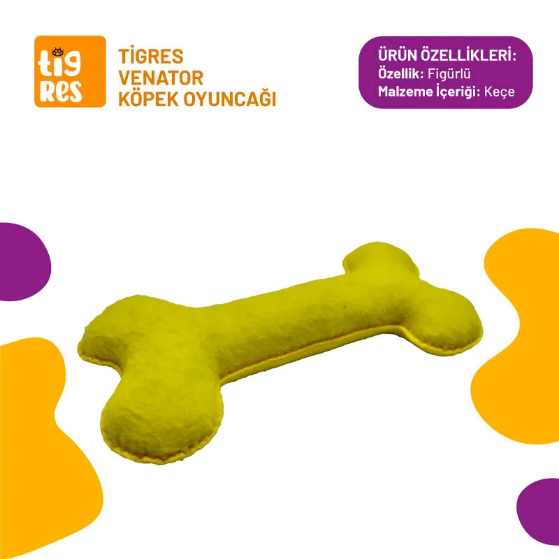 Tigres Venator Kemik Şeklinde Sarı Mini Köpek Oyuncağı - 1